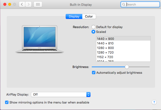 Исправить разрешение экрана выше обычного на Mac