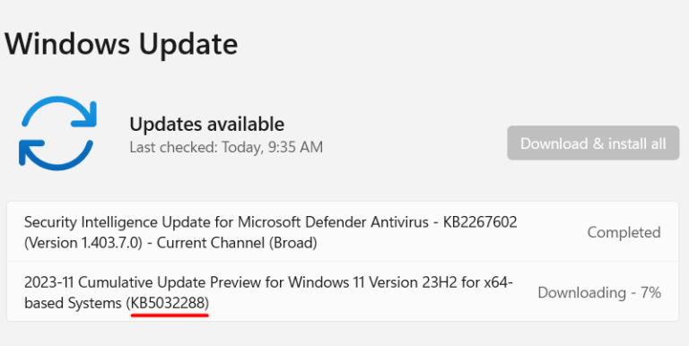 Windows 11 KB5032288 содержит множество исправлений второго пилота